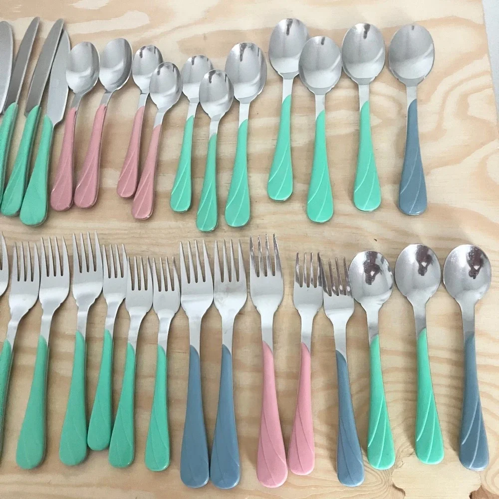 FiestaWare Multi Color Swirl 36 Piece Mixed Lot Flatware Silverware